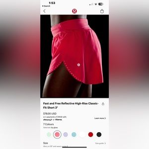 Lululemon Sonic pink fast and free shorts
